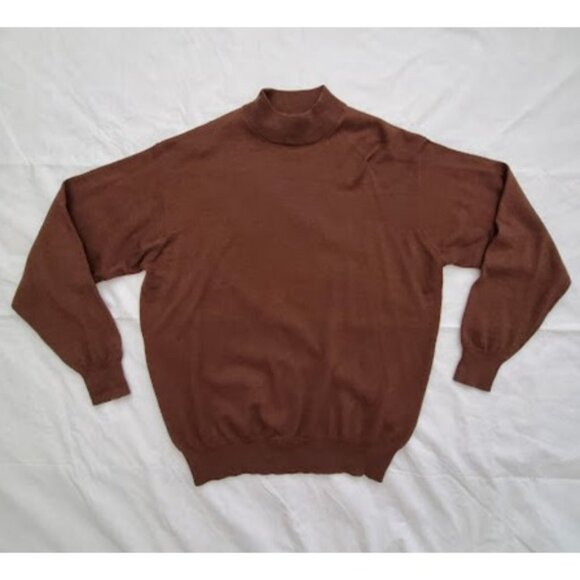 Peter Millar Brown Wool Silk Cashmere Mock-Neck Sweater Size M Old Money Layer - Picture 1 of 8